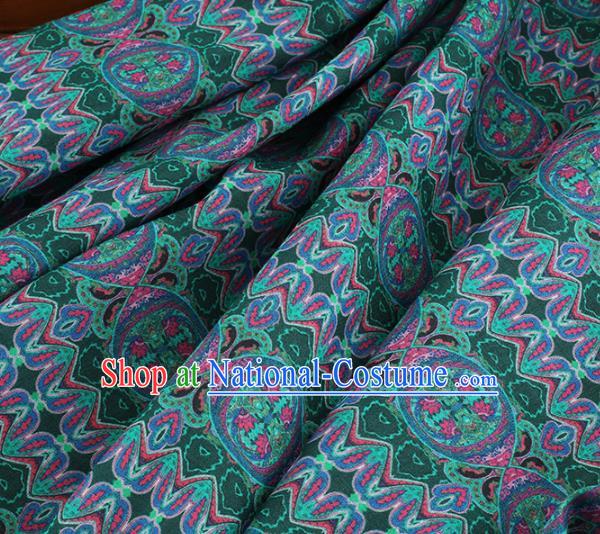 Chinese Traditional Flowers Design Pattern Deep Green Ramie Fabric Cheongsam Ramee Drapery