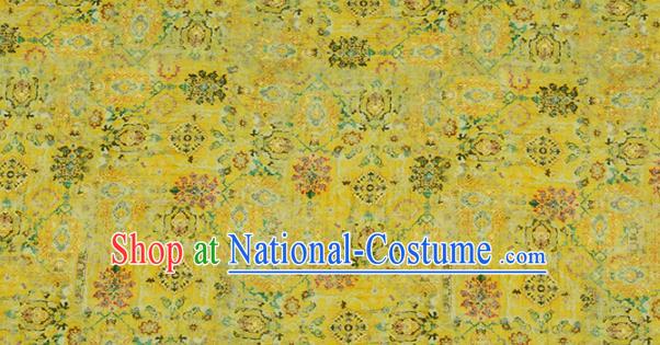 Chinese Traditional Begonia Design Pattern Yellow Ramie Fabric Cheongsam Ramee Drapery