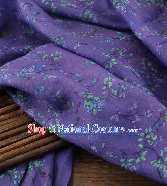 Chinese Traditional Flowers Design Pattern Deep Purple Ramie Fabric Cheongsam Ramee Drapery