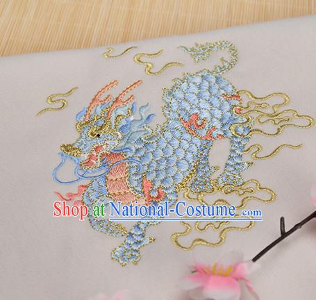 Chinese Traditional Embroidered Kylin White Cloth Applique Accessories Embroidery Patch