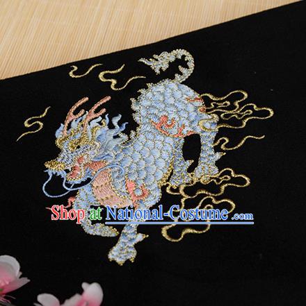 Chinese Traditional Embroidered Kylin Black Cloth Applique Accessories Embroidery Patch