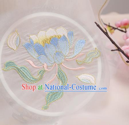 Chinese Traditional Embroidered Epiphyllum White Cloth Applique Accessories Embroidery Patch