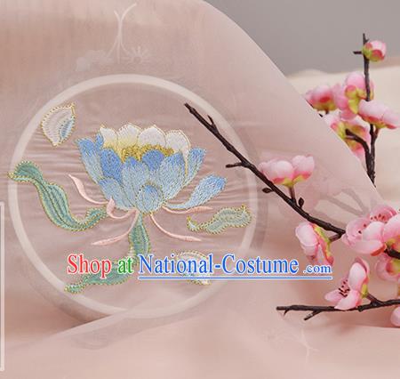 Chinese Traditional Embroidered Epiphyllum Light Pink Cloth Applique Accessories Embroidery Patch