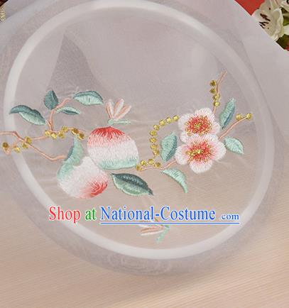 Chinese Traditional Embroidered Peach Flower White Chiffon Applique Accessories Embroidery Patch