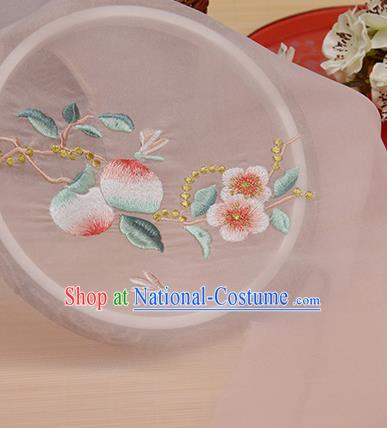 Chinese Traditional Embroidered Peach Flower Pink Chiffon Applique Accessories Embroidery Patch