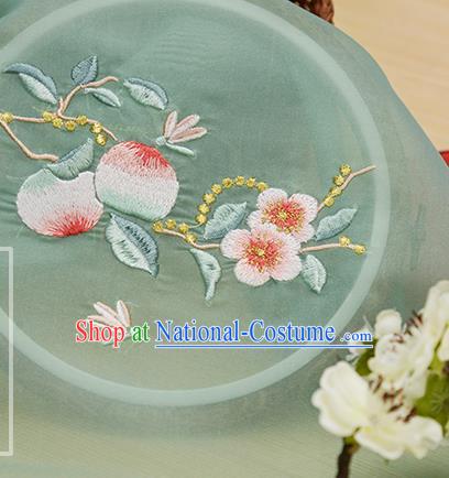 Chinese Traditional Embroidered Peach Flower Green Chiffon Applique Accessories Embroidery Patch