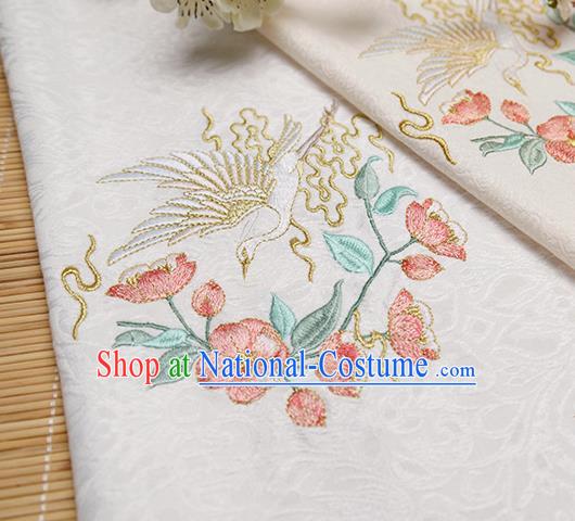 Chinese Traditional Embroidered Begonia Egret White Silk Applique Accessories Embroidery Patch