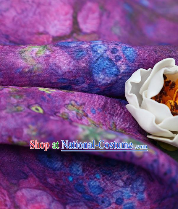 Chinese Traditional Flowers Design Pattern Purple Ramie Fabric Cheongsam Ramee Drapery