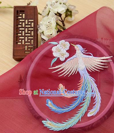 Chinese Traditional Embroidered Phoenix Red Chiffon Applique Accessories Embroidery Patch