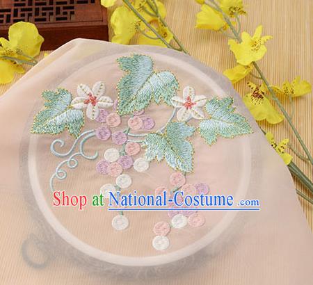 Chinese Traditional Embroidered Grape Leaf Orange Chiffon Applique Accessories Embroidery Patch