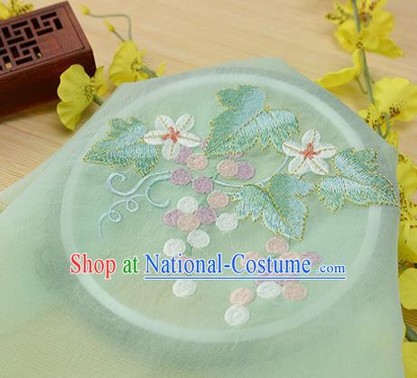 Chinese Traditional Embroidered Grape Leaf Light Green Chiffon Applique Accessories Embroidery Patch