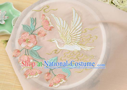 Chinese Traditional Embroidered Egret Begonia Orange Chiffon Applique Accessories Embroidery Patch