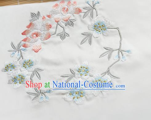 Chinese Traditional Embroidered Plum Lotus White Silk Applique Accessories Embroidery Patch