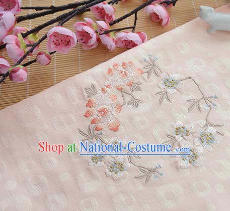 Chinese Traditional Embroidered Plum Lotus Pink Silk Applique Accessories Embroidery Patch