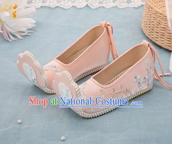 Chinese Pink Hanfu Shoes Women Shoes Opera Shoes Embroidered Shoes Princess Shoes