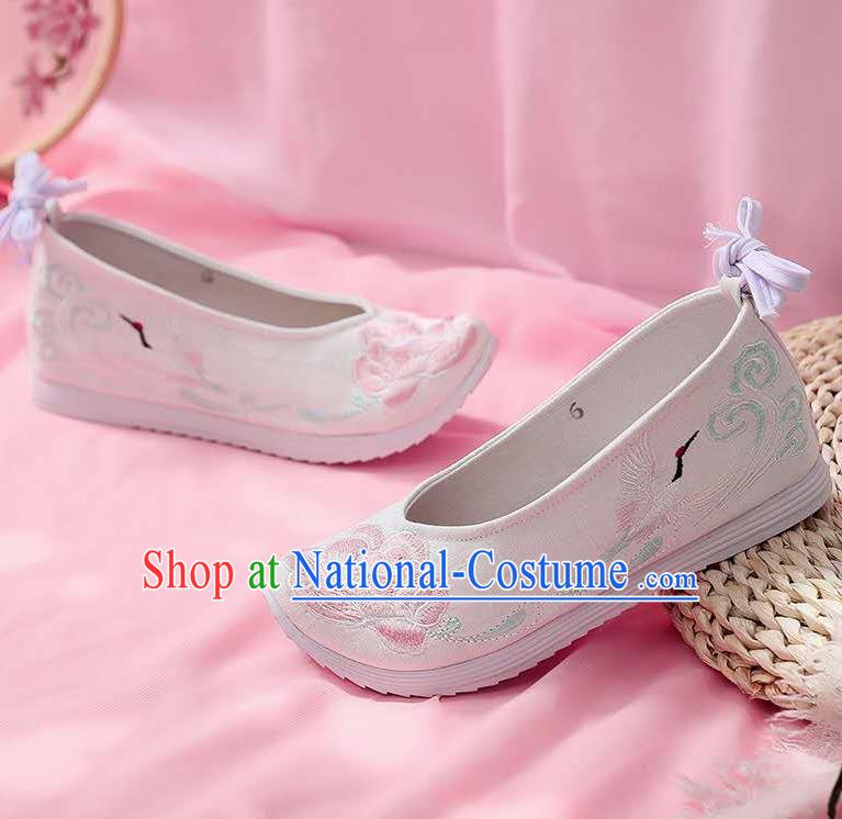 Chinese Embroidered Peony White Shoes Hanfu Shoes Women Shoes Opera Shoes Princess Shoes