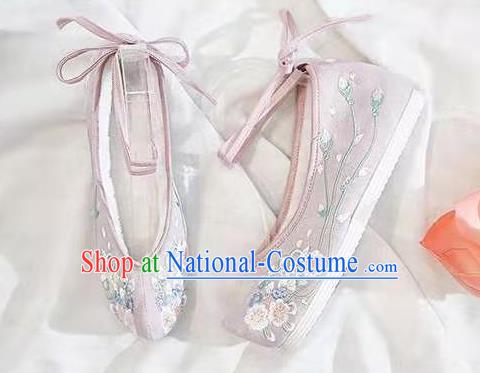 Chinese Embroidered Flowers Pink Shoes Hanfu Shoes Women Shoes Opera Shoes Princess Shoes