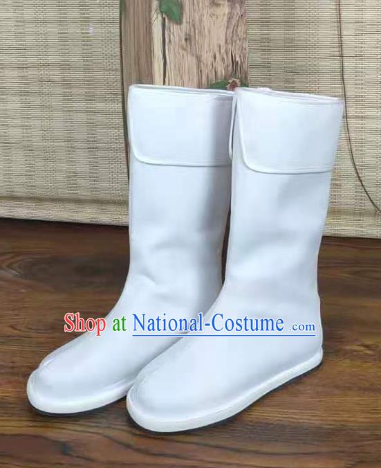 Traditional Chinese Swordsman White Boots Kung Fu Boots Opera Shoes Hanfu Shoes for Men