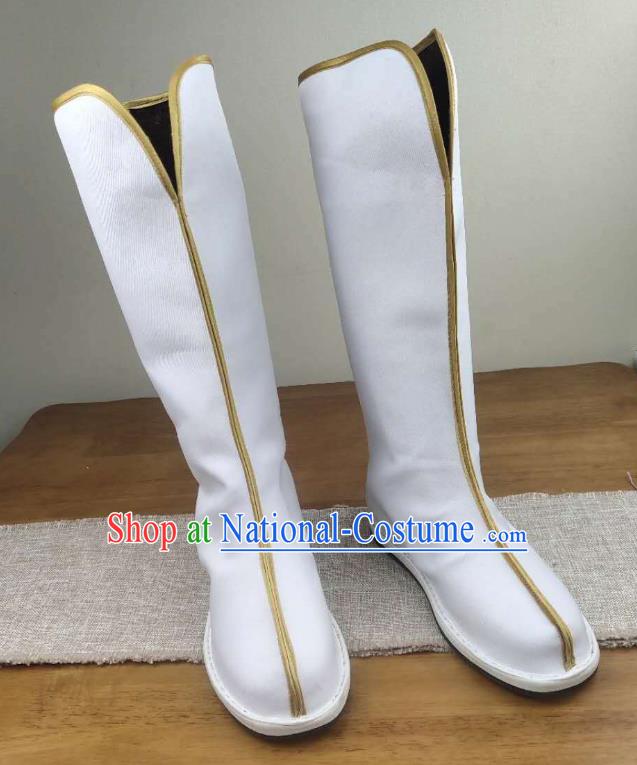 Traditional Chinese The Untamed Swordsman White Boots Kung Fu Boots Opera Shoes Hanfu Shoes for Men