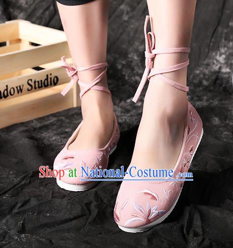 Chinese Embroidered Pink Shoes Hanfu Shoes Women Shoes Opera Shoes Princess Shoes