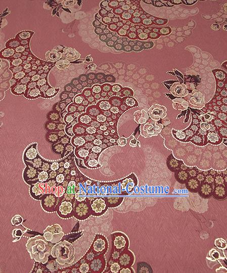 Chinese Classical Paeonia Lactiflora Pattern Design Pink Brocade Fabric Asian Traditional Hanfu Satin Material