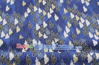 Chinese Classical Clouds Pattern Design Royalblue Brocade Fabric Asian Traditional Hanfu Satin Material