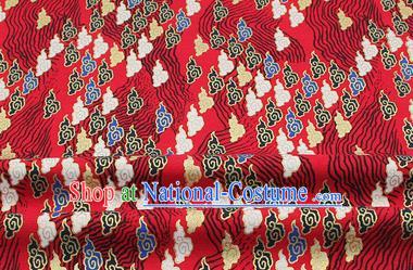 Chinese Classical Clouds Pattern Design Red Brocade Fabric Asian Traditional Hanfu Satin Material