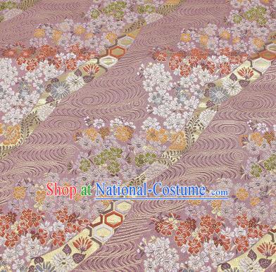 Chinese Classical Sakura Pattern Design Pink Brocade Fabric Asian Traditional Hanfu Satin Material