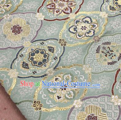 Asian Japanese Traditional Pattern Design Light Green Brocade Fabric Tapestry Satin