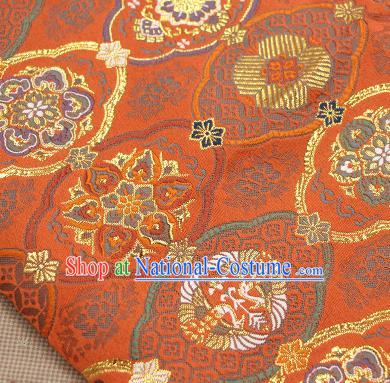 Asian Japanese Traditional Pattern Design Red Brocade Fabric Tapestry Satin