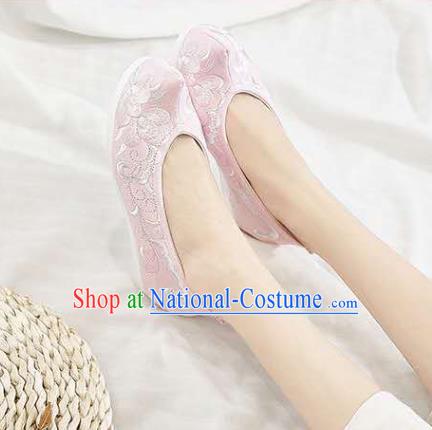 Chinese Hanfu Pink Shoes Women Shoes Opera Shoes Embroidered Shoes Princess Shoes