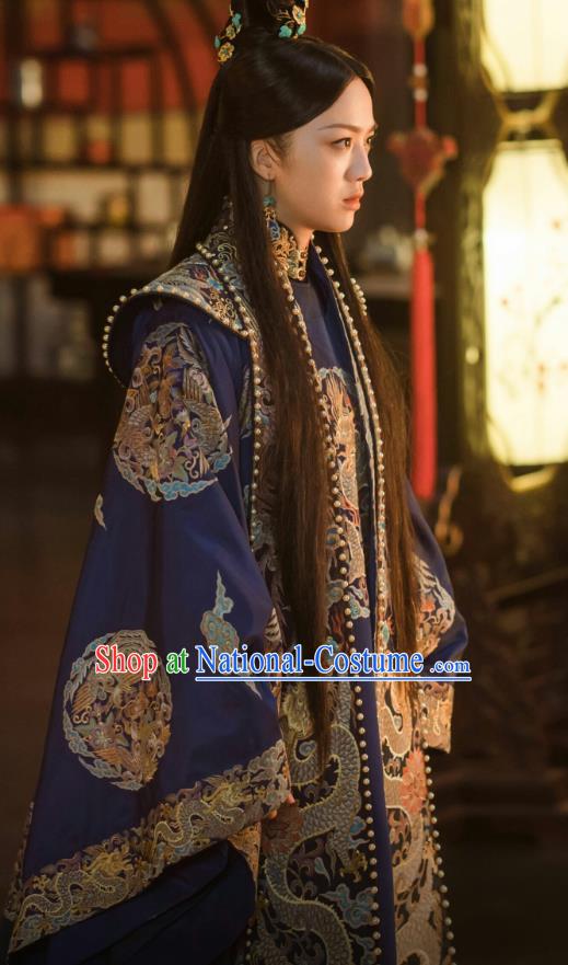 Chinese Ancient Drama Ming Dynasty Imperial Consort Sun Ruowei Replica Costumes and Headpiece Complete Set