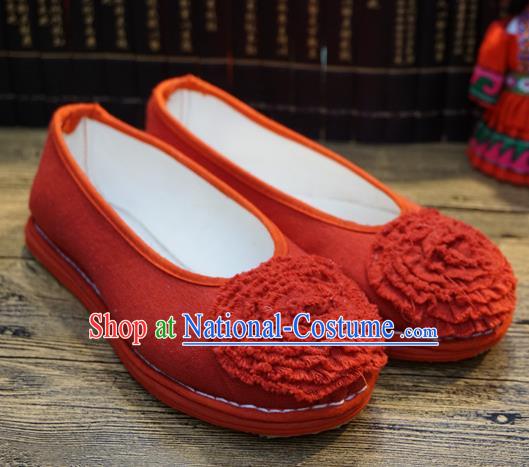 Traditional Chinese Red Cloth Shoes National Wedding Shoes Hanfu Shoes for Women