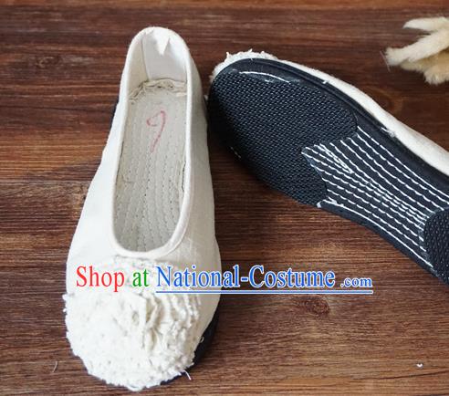 Traditional Chinese White Cloth Shoes National Wedding Shoes Hanfu Shoes for Women