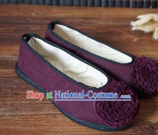 Traditional Chinese Purple Cloth Shoes National Wedding Shoes Hanfu Shoes for Women