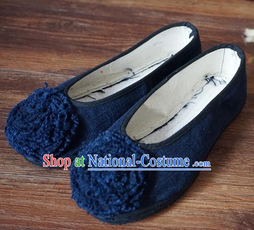 Traditional Chinese Navy Cloth Shoes National Wedding Shoes Hanfu Shoes for Women