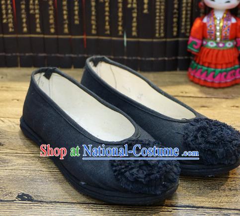 Traditional Chinese Black Cloth Shoes National Wedding Shoes Hanfu Shoes for Women