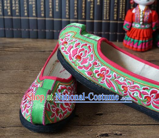 Traditional Chinese Wedding Grass Green Embroidered Shoes Princess Shoes National Shoes Hanfu Shoes for Women