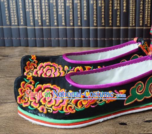 Traditional Chinese Wedding Black Embroidered Shoes Princess Shoes National Shoes Hanfu Shoes for Women