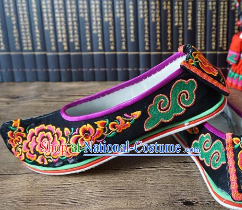 Traditional Chinese Wedding Black Embroidered Shoes Princess Shoes National Shoes Hanfu Shoes for Women