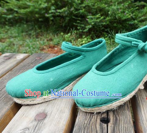 Traditional Chinese National Green Cloth Shoes Ethnic Shoes Hanfu Shoes for Women