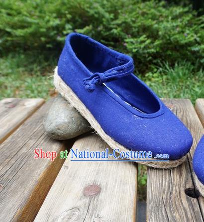 Traditional Chinese National Blue Cloth Shoes Ethnic Shoes Hanfu Shoes for Women