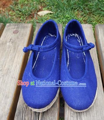 Traditional Chinese National Blue Cloth Shoes Ethnic Shoes Hanfu Shoes for Women