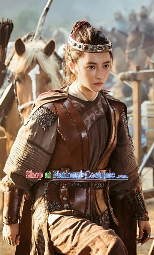 Drama Ming Dynasty Chinese Ancient Ethnic Female General Qi Gemu Replica Costumes and Headpiece Complete Set