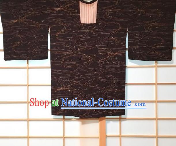 Japanese Traditional Embroidered Brown Haori Jacket Japan Kimono Overwear Costume for Men