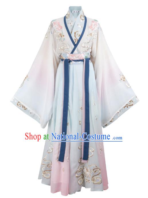 Chinese Traditional Jin Dynasty Imperial Consort Dress Ancient Goddess Historical Costumes for Women