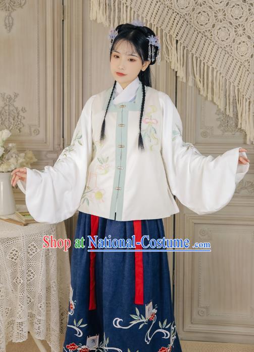 Chinese Traditional Ming Dynasty Young Lady Clothing Ancient Noble Girl Historical Costumes for Women