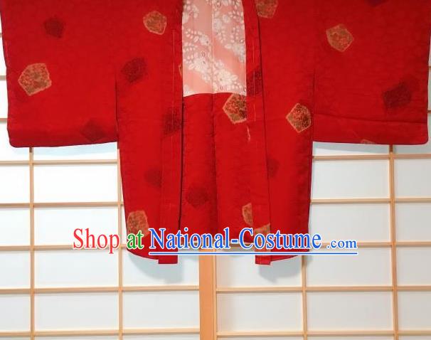 Japanese Traditional Embroidered Peony Pattern Red Haori Jacket Japan Kimono Overcoat Costume for Men