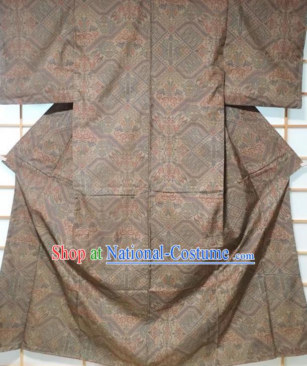 Traditional Japanese Grey Edo Komon Kimono Japan Yukata Costume for Men