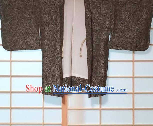 Japanese Traditional Pattern Black Grey Haori Jacket Japan Kimono Overcoat Costume for Men